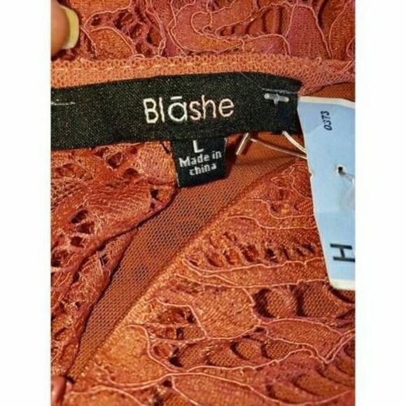 Women's Dress Long Sleeve Lace Stretch Bodycon Mini Dress Marsala Large NWT - Picture 10 of 10